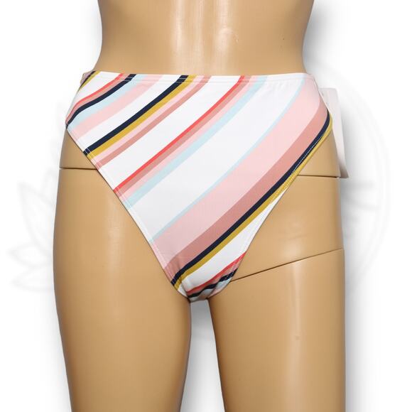Roxy High Leg Bikini Bottoms Bright Stripe Beach Classics Multicolor Size S - Picture 2 of 12